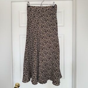 Zara Black and Tan Floral Long Skirt